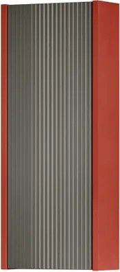 Pensile bagno Niwa cannettato laccato opaco paprika con vetro grigio carbone, 1 anta P17 x L30 x H78.5 cm