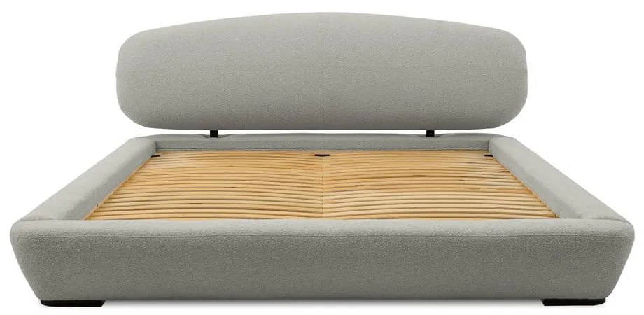 Letto matrimoniale imbottito grigio chiaro con doghe in legno 160x200 cm Odette - Scandic