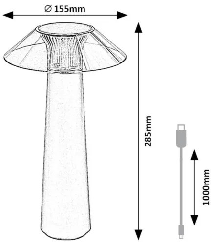Rabalux 77062 - Lampada da tavolo LED dimmerabile ASSEN LED/5W/5V IP44 nero