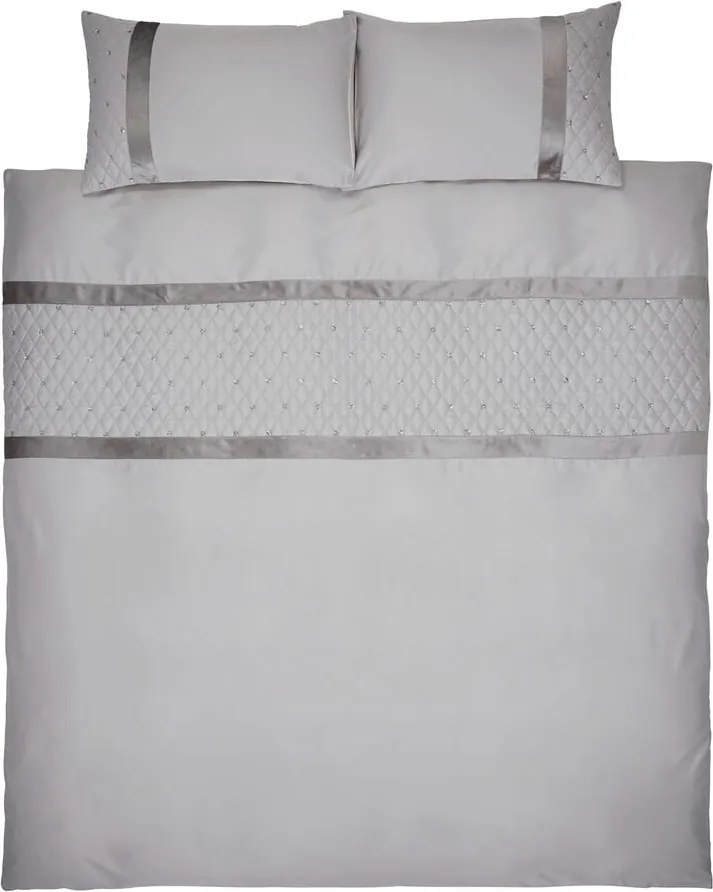Set copripiumino e federa grigio in microsatinato per letto matrimoniale e per letto esteso 230x220 cm Sequin Cluster – Catherine Lansfield