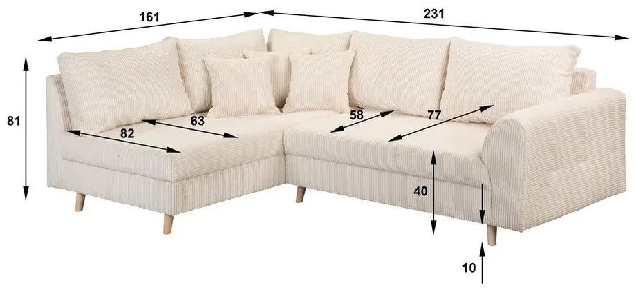 Divano angolare turchese (angolo sinistro) Ariella - Ropez