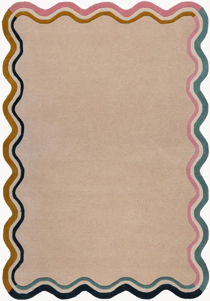 Tappeto in lana a pelo corto fatto a mano Leo Scallop Border