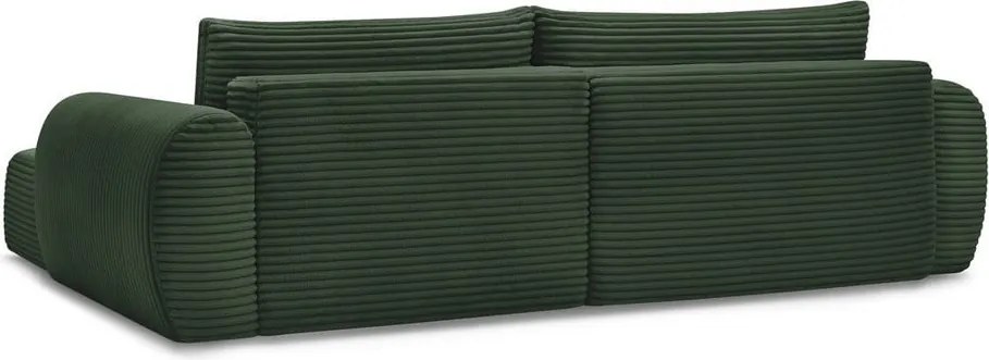 Divano angolare in verde scuro allungabile (con penisola a destra) con rivestimento in velluto a coste Lucien – Bobochic Paris