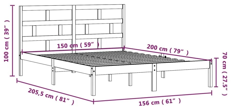 Giroletto Nero 150x200 cm King in Legno Massello