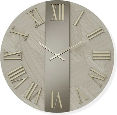 Orologio rotondo D60 cm BILLY in legno rivestito con parato e vetro Bronzo