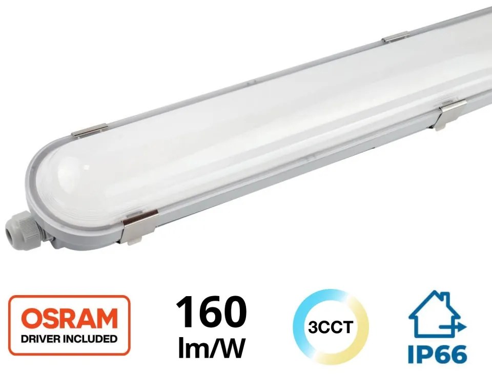 Plafoniera LED 120cm 40W IP66, CCT, 6.400lm 160lm/W - LUMILEDS LED Colore Bianco Variabile CCT