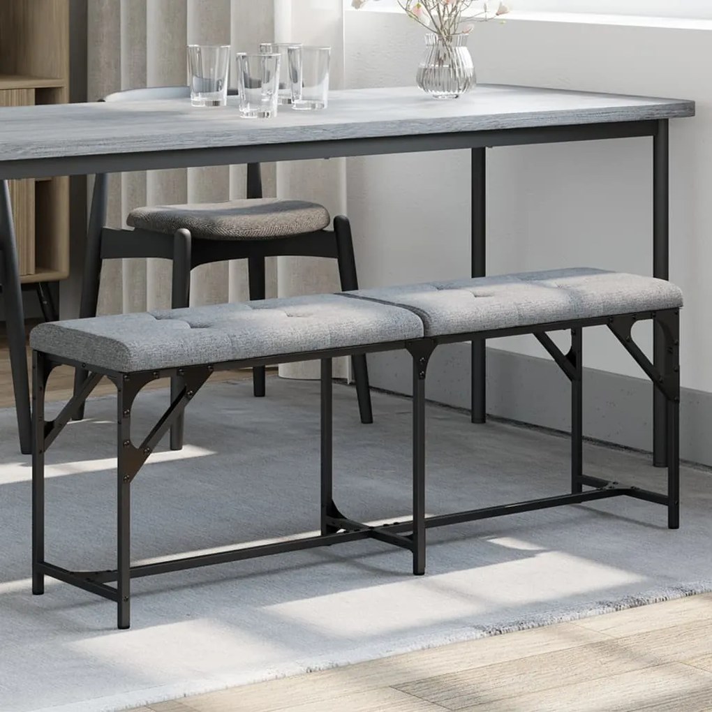 Panca Da Pranzo Grigio Chiaro 124x32x45 Cm İn Acciaio E Tessuto /