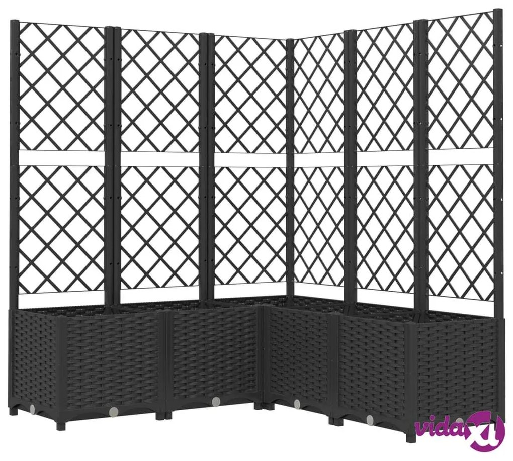 vidaXL Fioriera da Giardino con Graticcio Nero 120x120x136 cm in PP