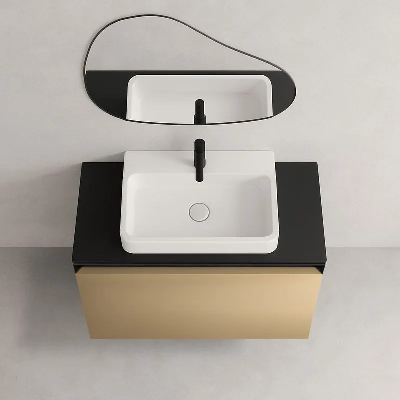 Mobile da bagno sospeso sotto lavabo L 59.5 x H 40 x P 45.5 cm giallo, 1 cassetto Fusion