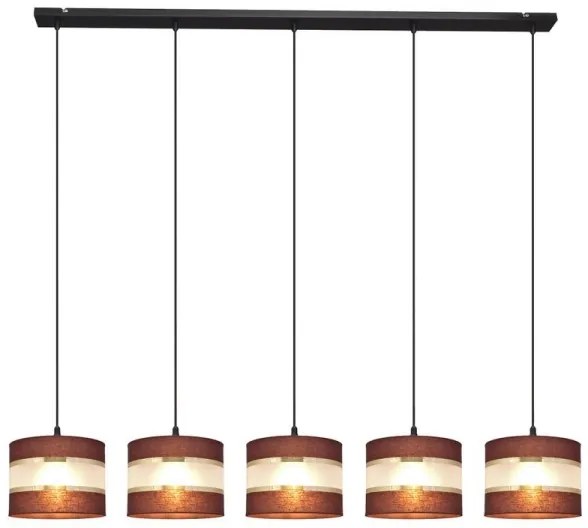 Lampadario a sospensione con filo HELEN 5xE27/15W/230V marrone/nero/oro
