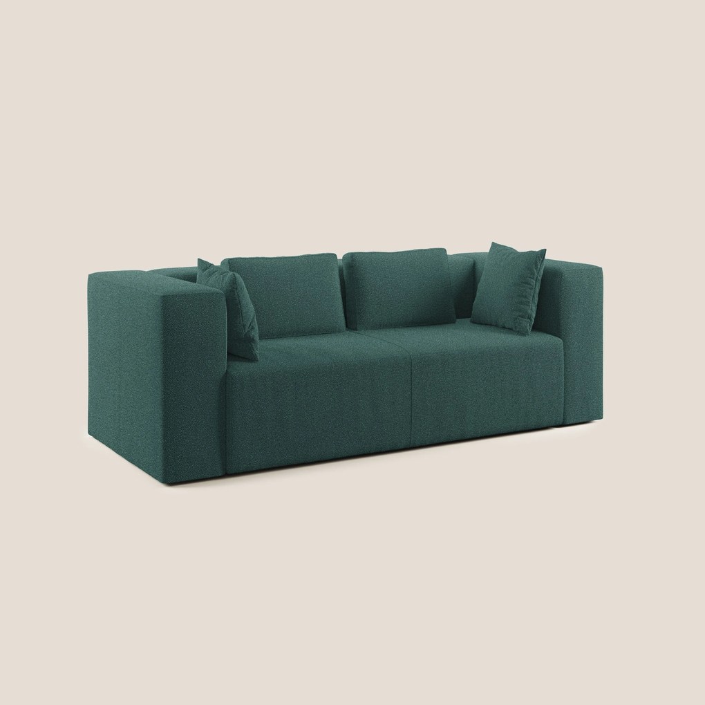 Nettuno divano moderno componibile in morbido tessuto bouclè T07 verde 230 cm