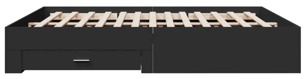 Giroletto con cassetti nero 200x200 cm in legno multistrato