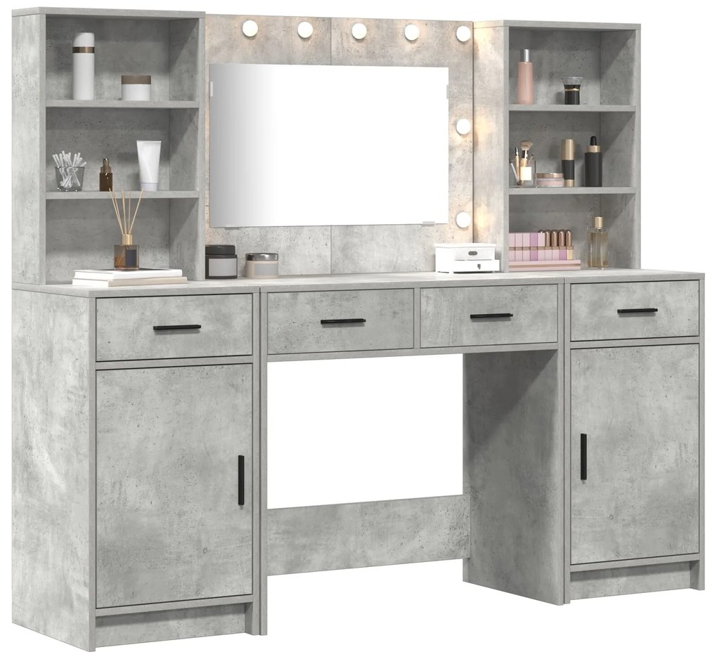 Set di toeletta 3 pezzi grigio cemento legno ingegnerizzato