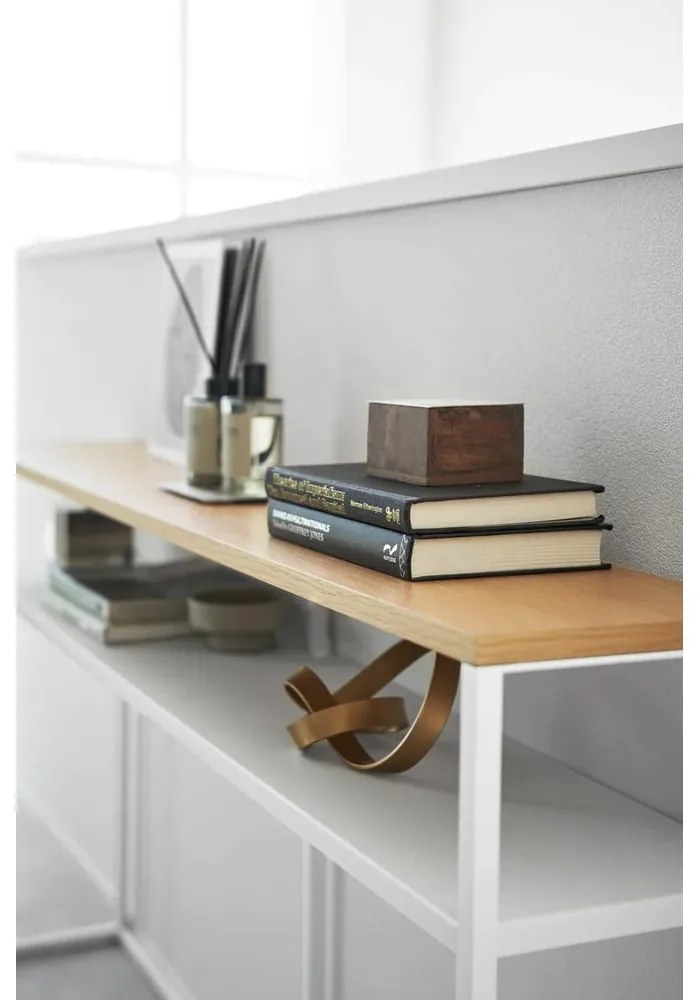 Tavolo consolle bianco/in marrone chiaro con effetto frassino 20,5x126 cm Tower - YAMAZAKI