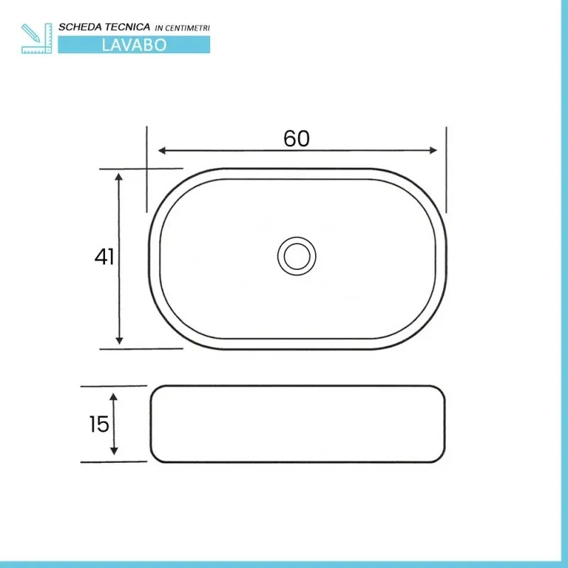 Lavabo da appoggio ovale 60x41 cm bianco opaco Tokyo