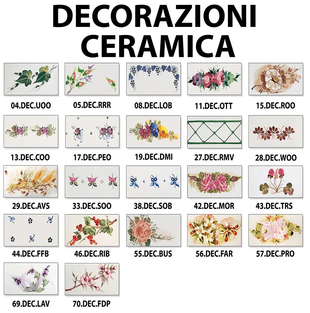 Applique Classica Asti Ceramica E Ottone Satinato Decorato Filo Blu 1 Luce E27