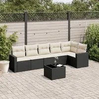 Set Divani da Giardino con Cuscini 7pz Nero Polyrattancod mxl 110994