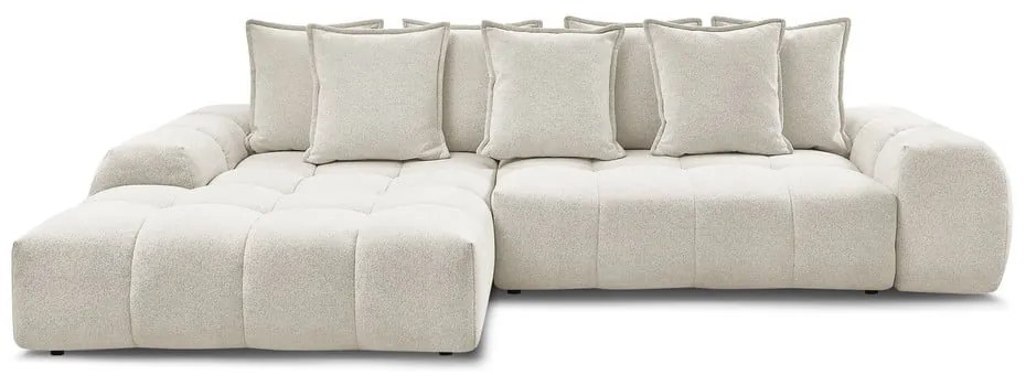 Divano angolare bianco allungabile e con contenitore (penisola a sinistra/chaise lounge) con rivestimento in ciniglia Everest – Bobochic Paris