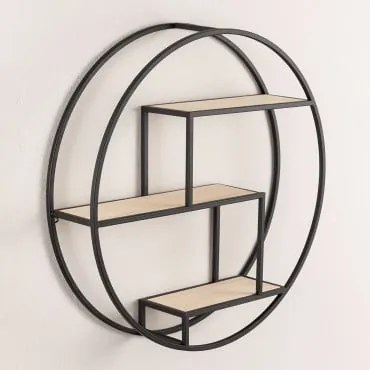 Scaffale Da Parete In Legno E Acciaio Kafren Black&natural - Sklum