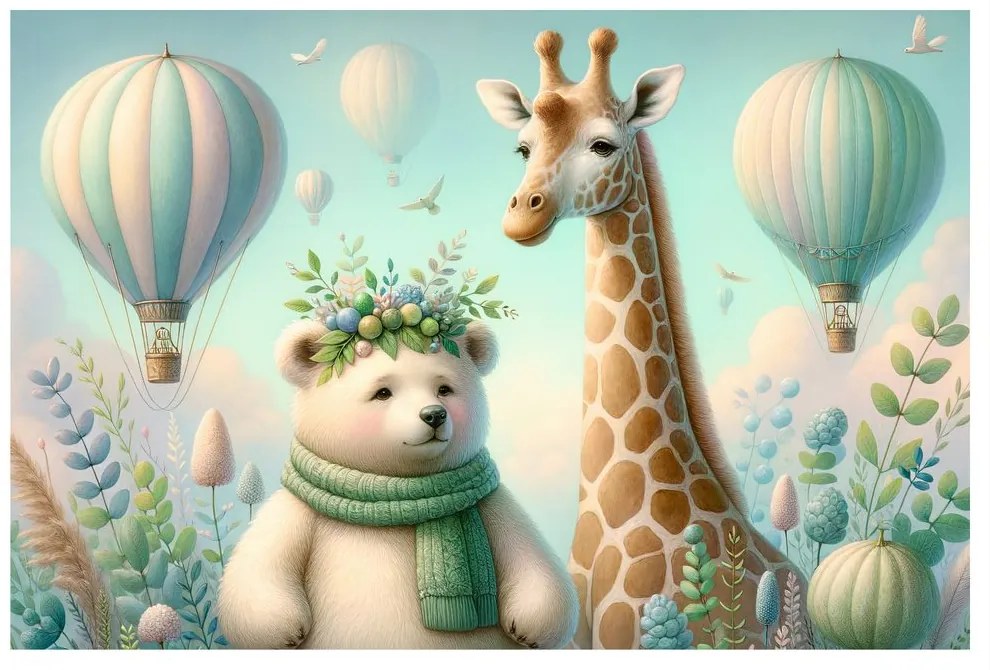 Quadro su tela – Orsetto e giraffa