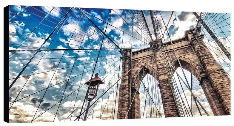 Stampa su tela Cielo sul Brooklyn bridge, multicolore 140 x 70 cm