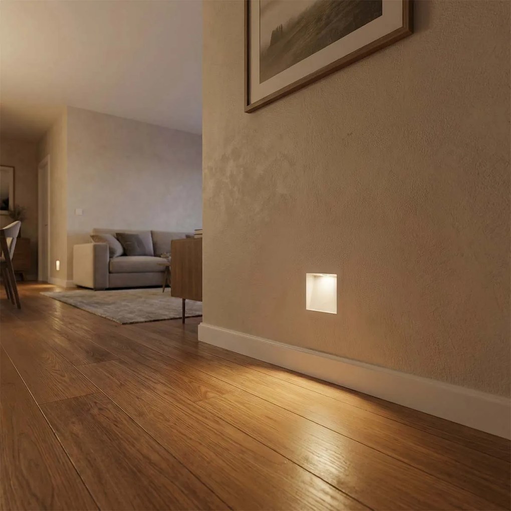 Applique da Incasso Segnapasso GU11 Compatta in Gesso Pitturabile