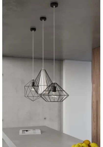 Lampadario a sospensione con filo DEMI 1xE27/60W/230V nero/bianco