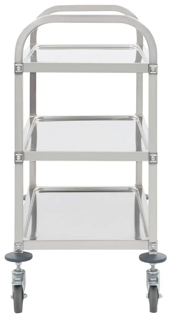Carrello da cucina a 3 livelli 95x45x83,5 cm in acciaio inox