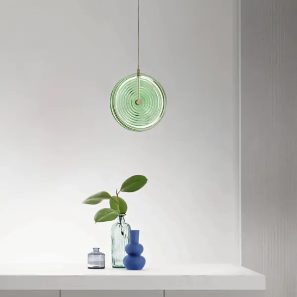 Lampada a sospensione LED JOKEY in metallo e vetro decorato VERDE 30 cm