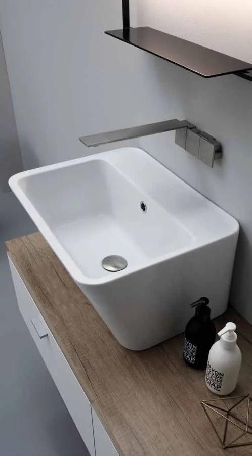 Colavene Wynn lavatoio 70x40 H.25 cm con foro in ceramica bianco lucido