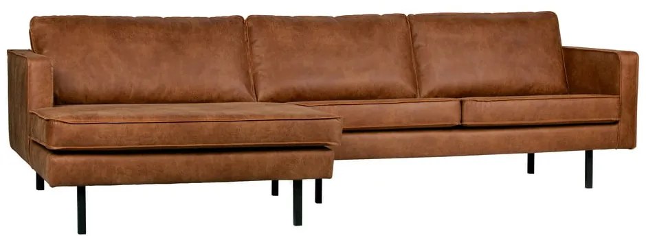 Divano angolare marrone (con penisola a sinistra/con chaise lounge) con rivestimento in finta pelle Rodeo – WOOOD
