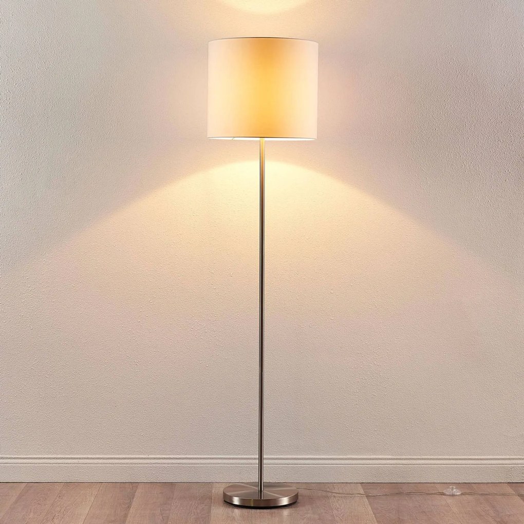 Lindby Parsa - lampada da terra in tessuto bianco