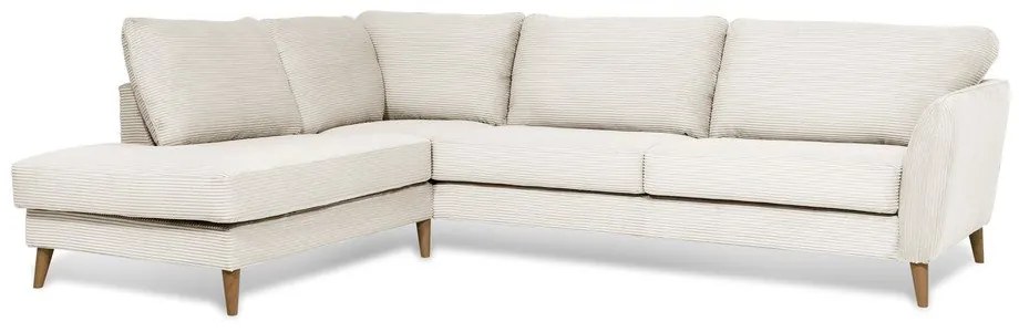 Divano angolare in velluto a coste bianco (angolo sinistro) Paris - Scandic