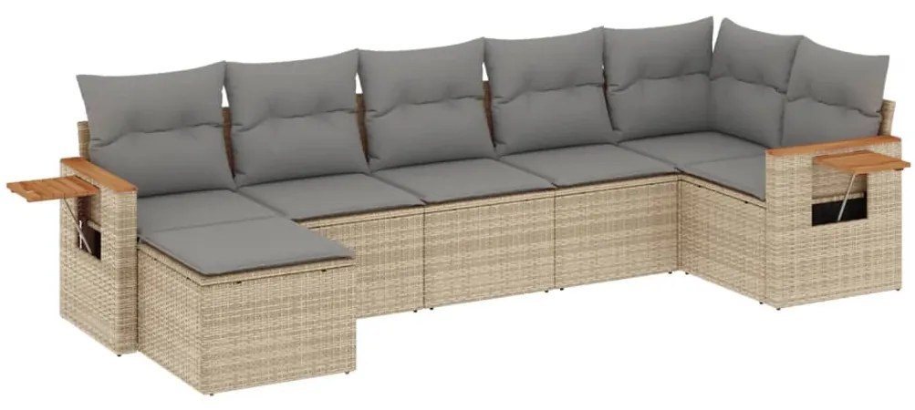 Set divani da giardino 7 pz con cuscini beige in polyrattan