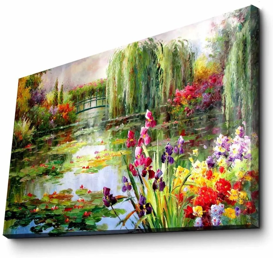Pittura murale su tela Giardino impressionista, 70 x 45 cm Claude Monet - Colorful Water Lily Pond - Wallity