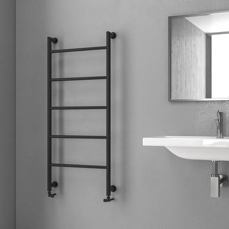 Kamalu - termoarredo scalda salviette 1200x560mm colore nero opaco kam-d6012n