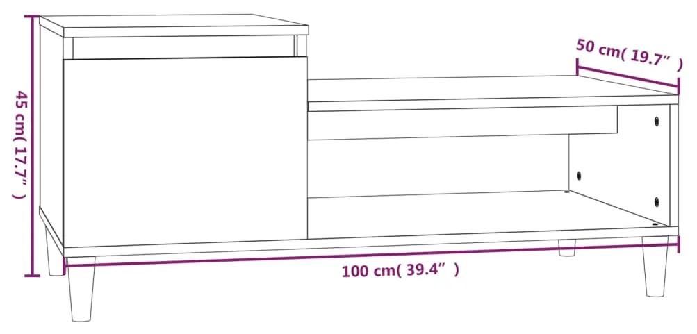 Tavolino da Salotto Rovere Marrone100x50x45cm Legno Multistrato