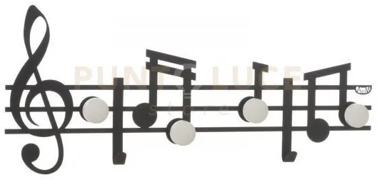 Appendiabiti in ferro da parete con note musicali musica nero