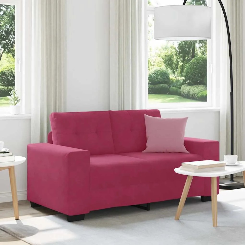 Divano Divanetto Rosso Vino 120 Cm İn Velluto /