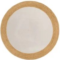 Tappeto Intrecciato Bianco e Naturale 150cm Juta Cotone Rotondocod mxl 79398