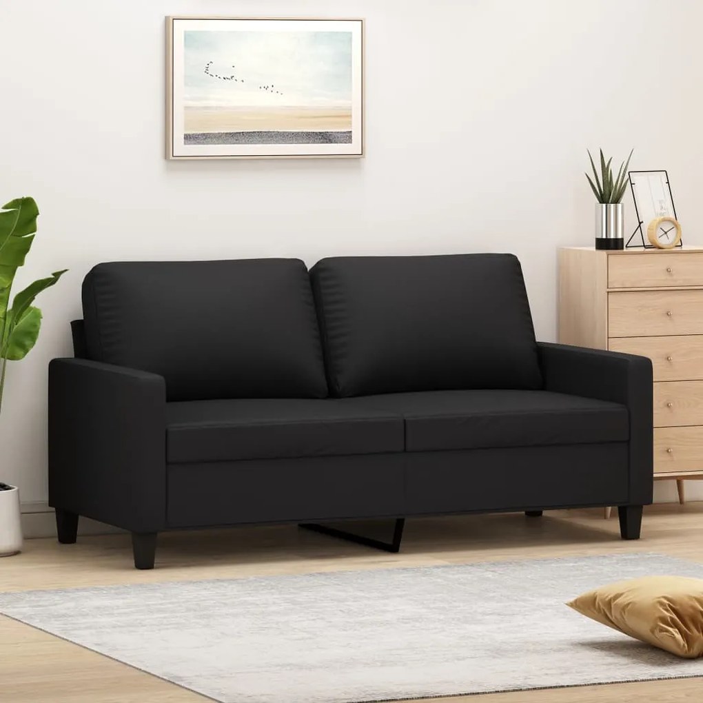 Divano A 2 Posti Nero 140 Cm İn Similpelle /