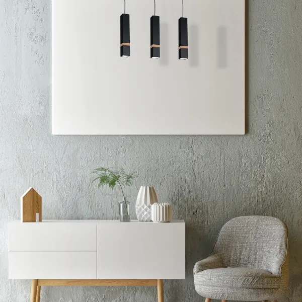 Lampadario a sospensione con filo VIDAR 3xGU10/25W/230V nero