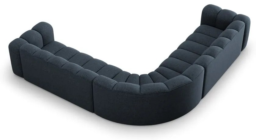 Divano angolare componibile blu con rivestimento in ciniglia Lupine – Micadoni