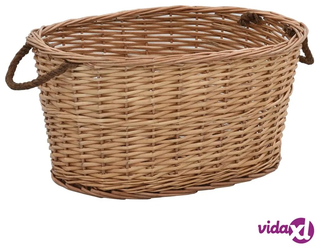 vidaXL Cesta per Legna con Maniglie 58x42x29cm Salice Naturale