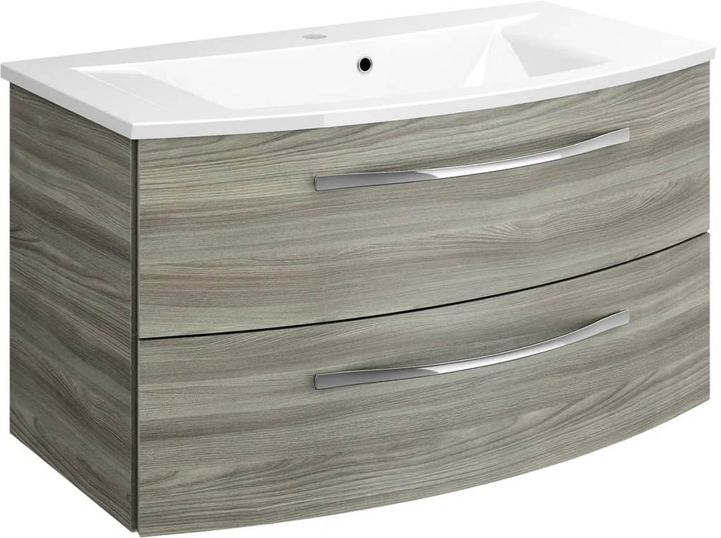 Mobile da bagno sospeso sotto lavabo L 90 x H 49 x P 48 cm grigio, 2 cassetti PELIPAL Image
