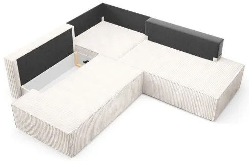 Divano letto angolare con contenitore a L TERAMO, lato destro, beige