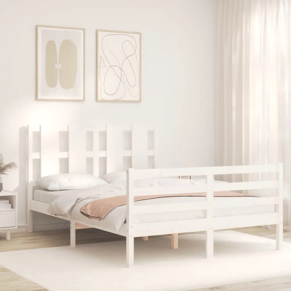 Giroletto con testiera bianco 140x200 cm in legno massello