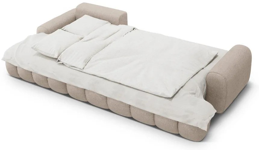 Divano angolare marrone chiaro allungabile/con contenitore (con penisola a sinistra/con chaise lounge) Linz – Cosmopolitan Design