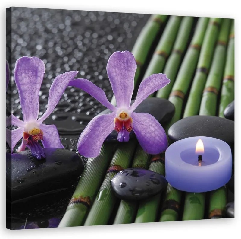 Quadro su tela, Fiori di bambù Zen candela zen spa  Dimensioni Tappeti 30x30