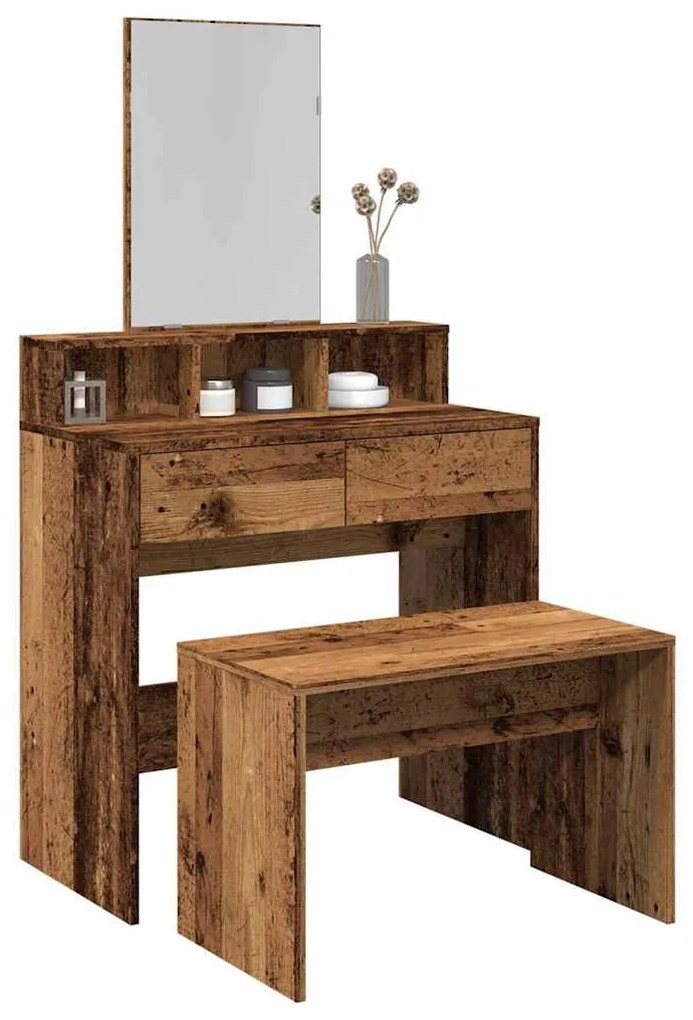 Sgabello Da Toeletta Legno Vecchio 70x35x45cm Legno Multistrato /